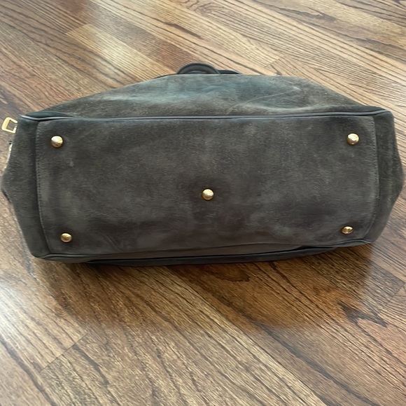 GUCCI Suede Medium 1973 Top Handle Satchel in Olive Brown - Picture 5 of 16